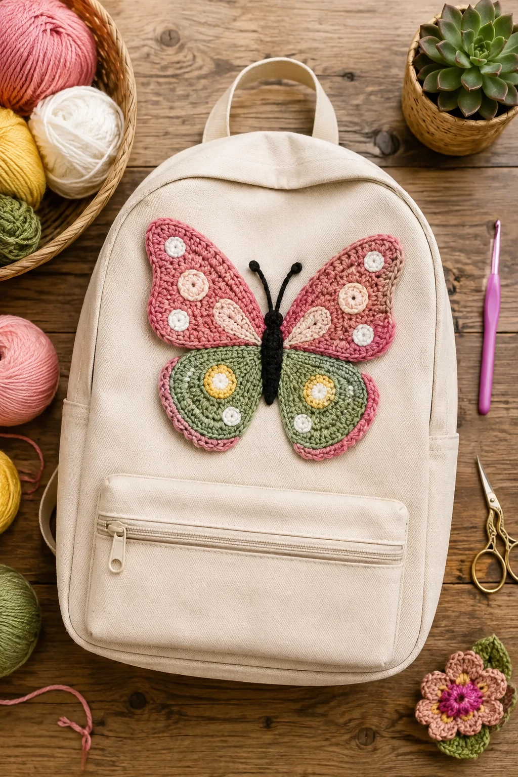 Butterfly Book Bag Patch — crochet applique patterns free butterfly style outfit