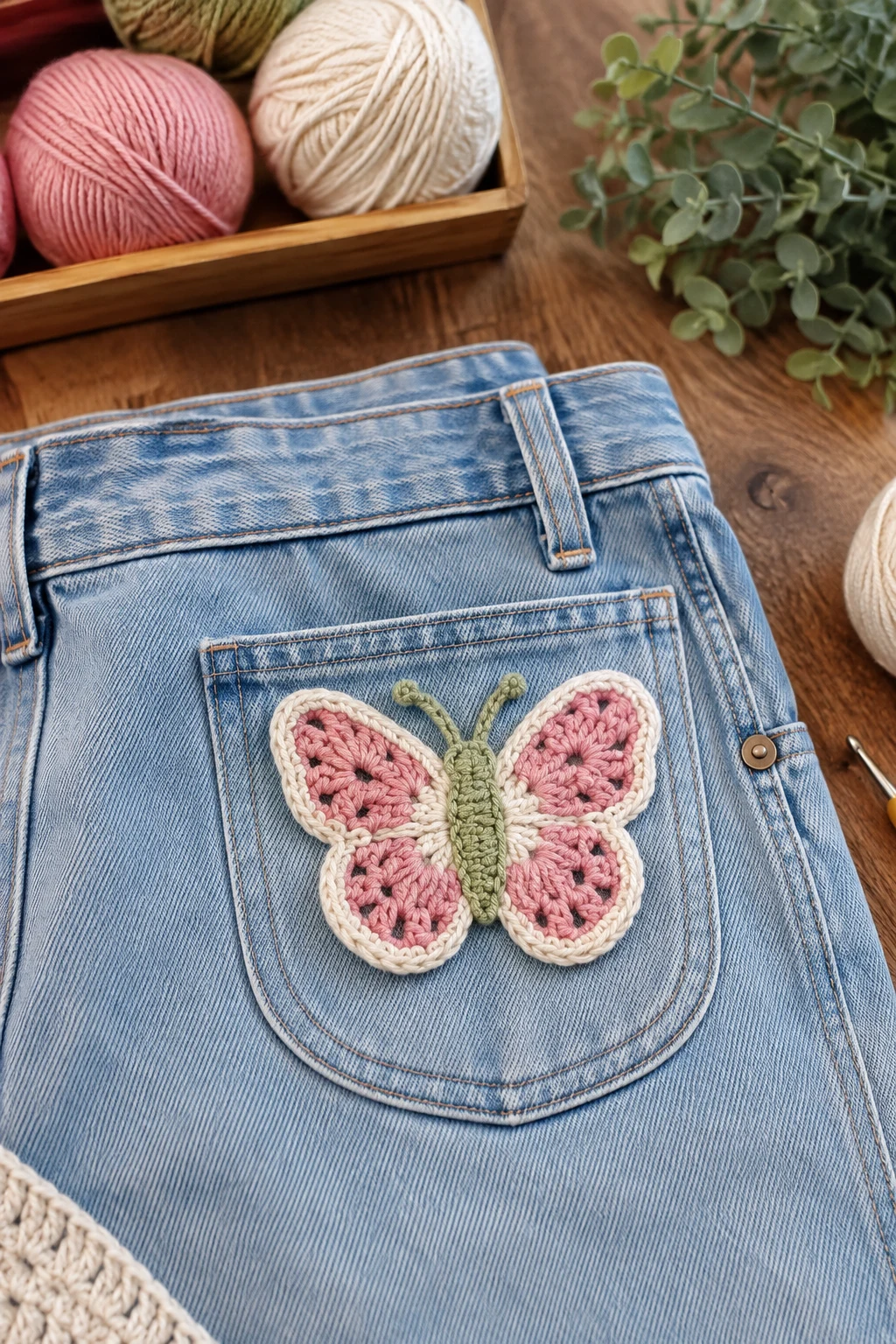 Butterfly Pocket Detail — crochet applique patterns free butterfly style outfit