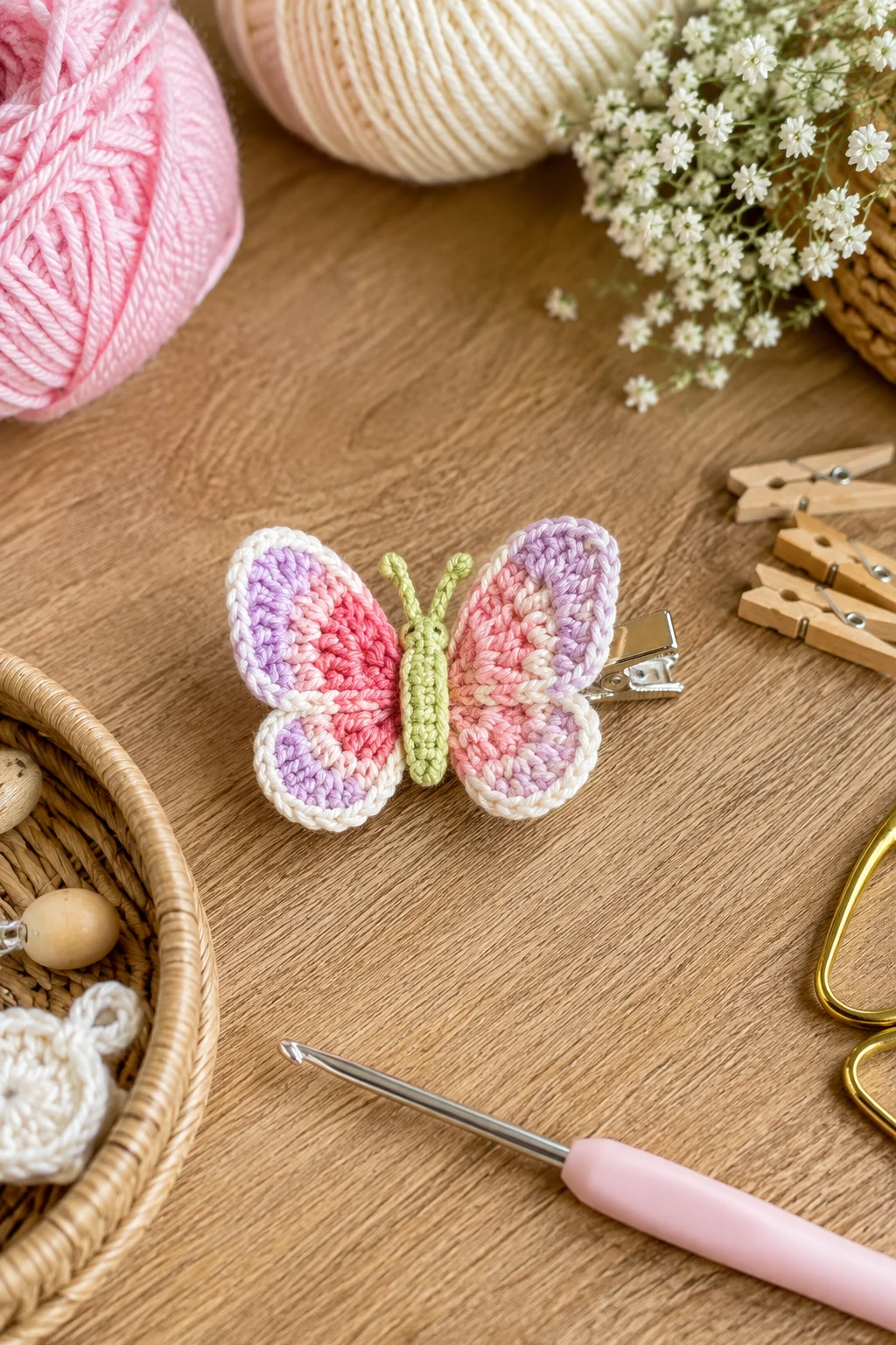 Tiny Butterfly Hair Clip — crochet applique patterns free butterfly style outfit