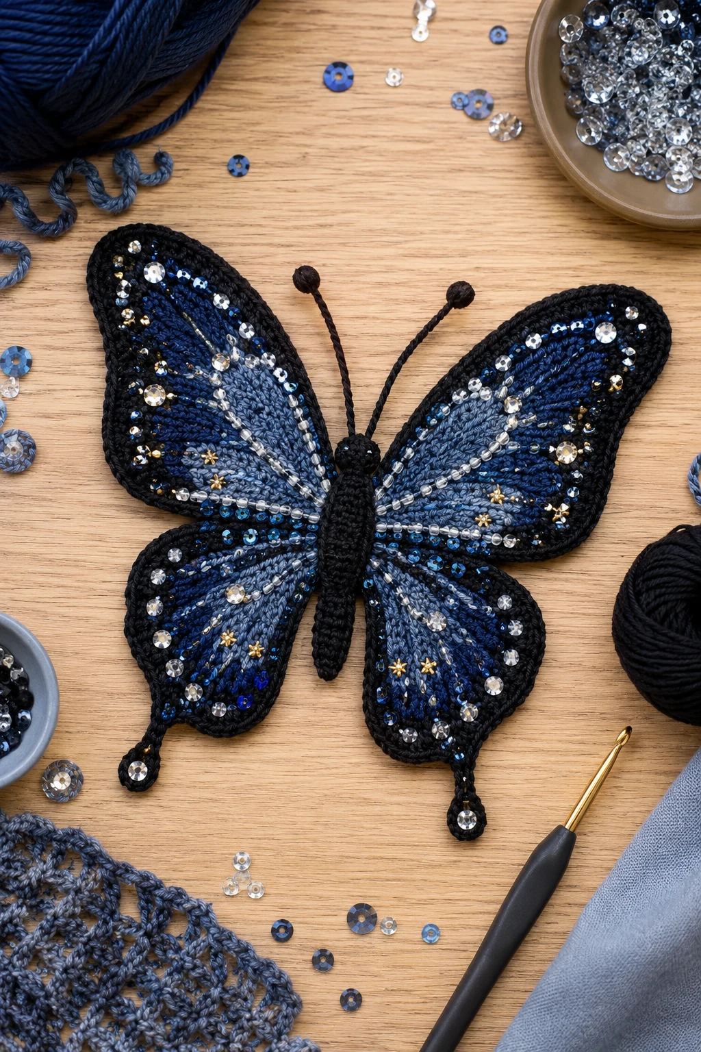 Sparkling Evening Butterfly — crochet applique patterns free butterfly style outfit