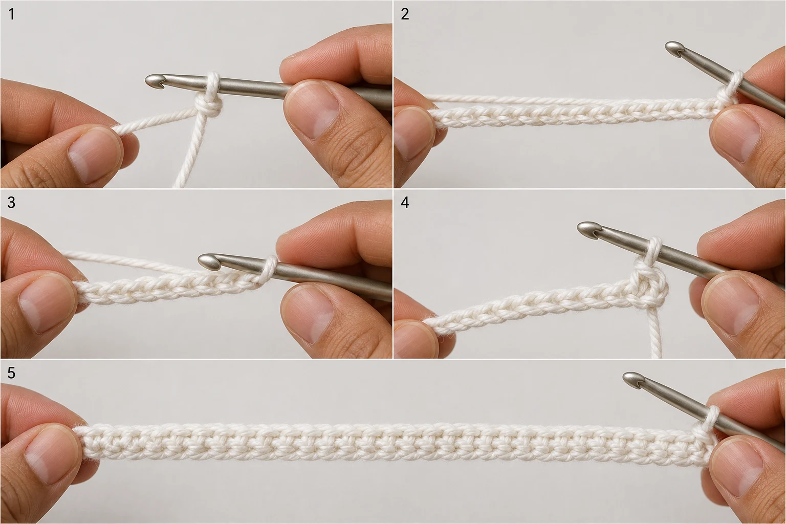 Steps 1–5 — crochet baby blanket free pattern