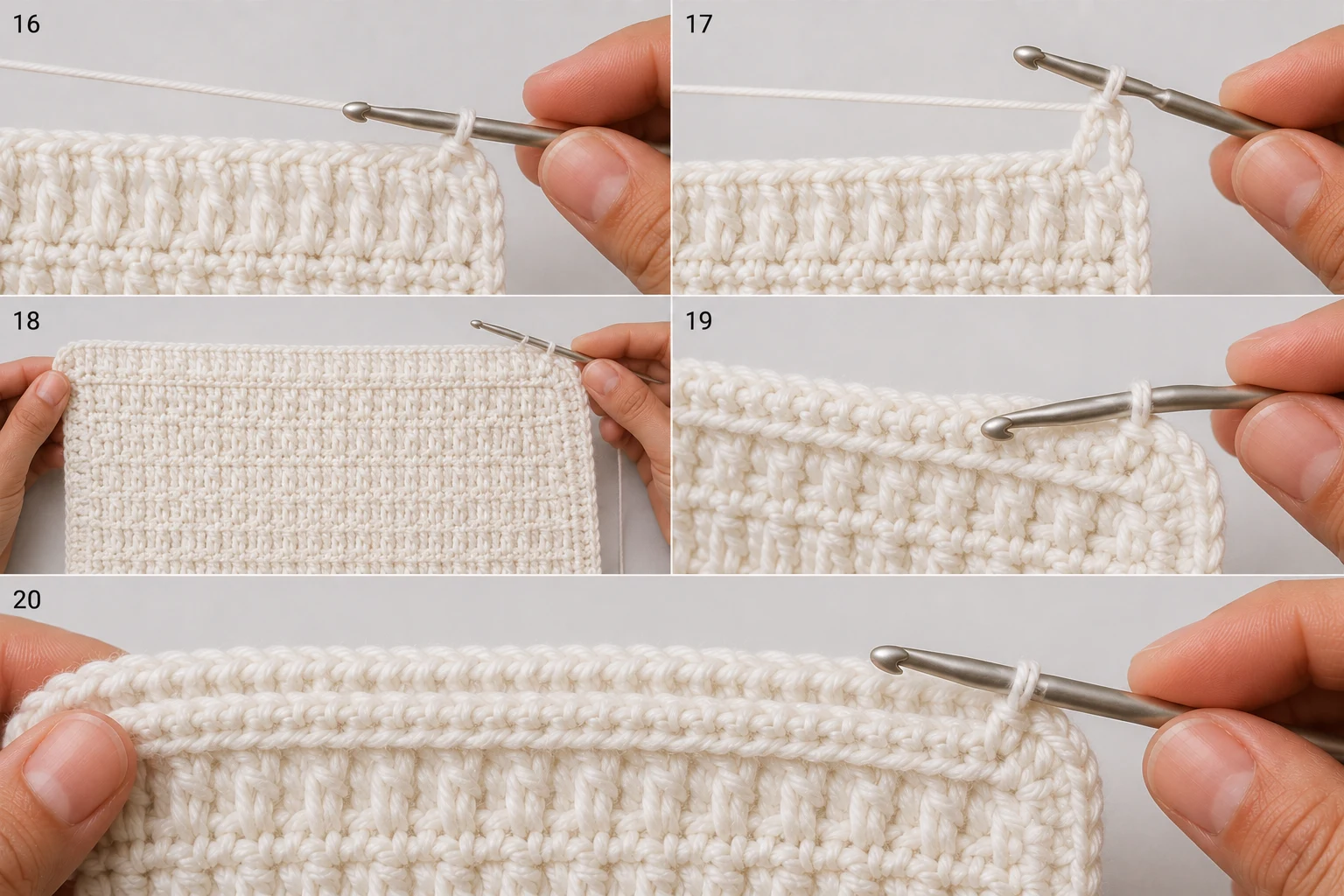 Steps 16–20 — crochet baby blanket free pattern