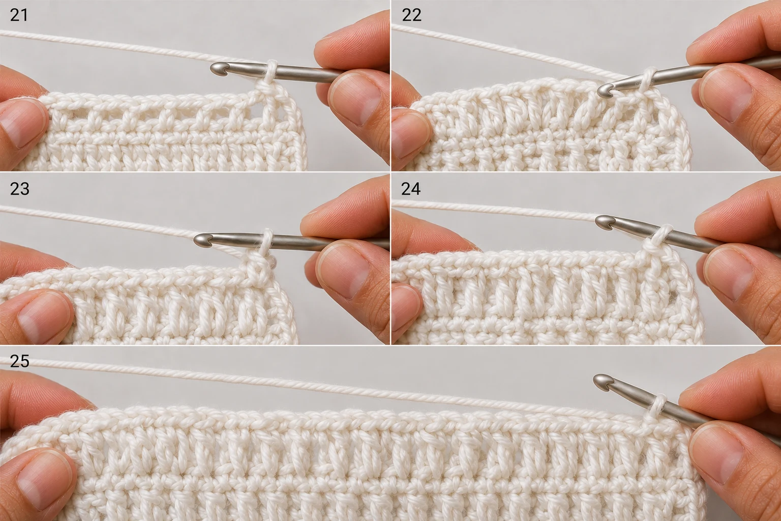 Steps 21–25 — crochet baby blanket free pattern