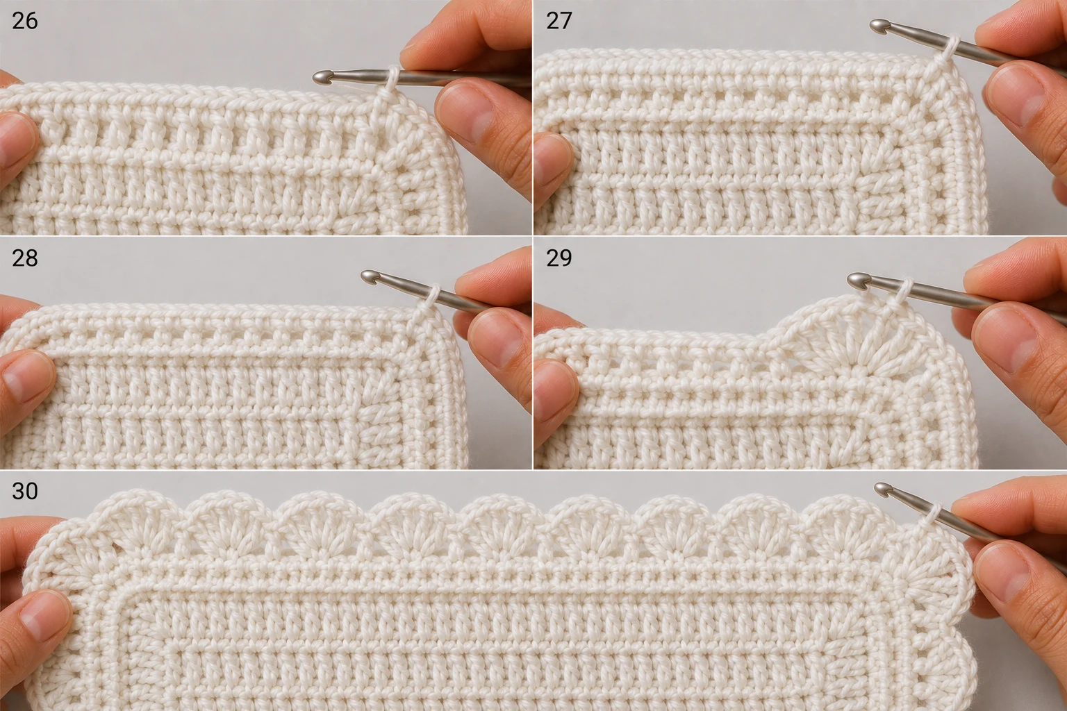 Steps 26–30 — crochet baby blanket free pattern