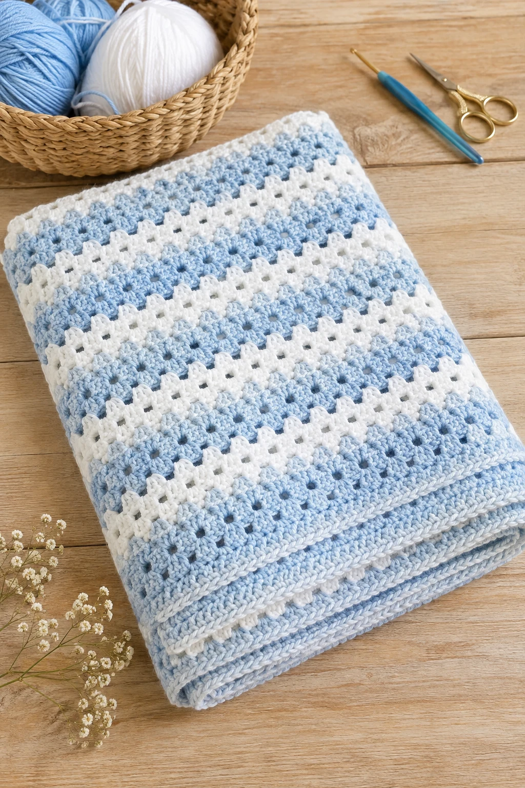 Classic Blue-and-White Crochet Baby Blanket — crochet baby blanket ideas style outfit