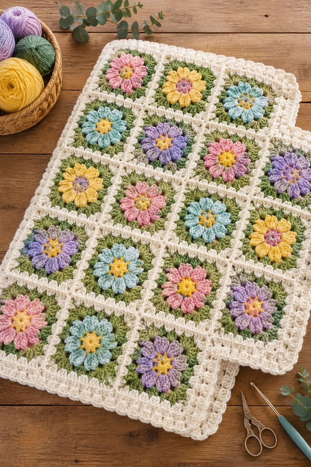 Granny Square Garden Blanket — crochet baby blanket ideas style outfit