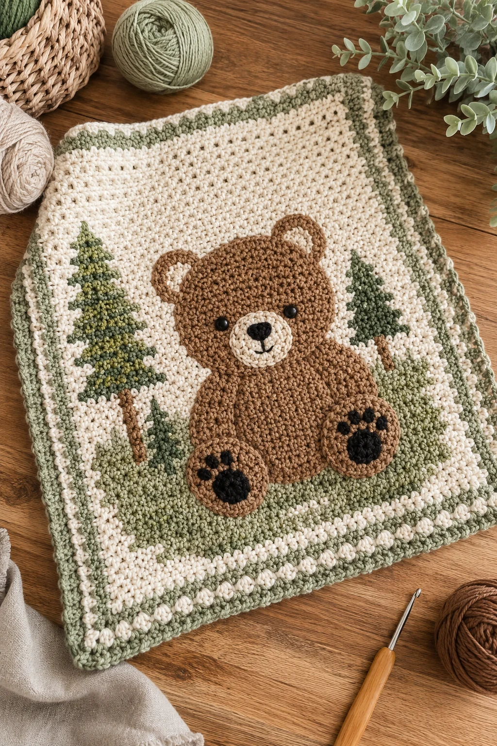 Woodland Bear Crochet Baby Blanket — crochet baby blanket ideas style outfit