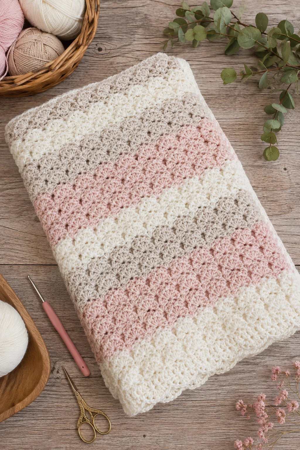 Textured Shell Stitch Baby Blanket — crochet baby blanket ideas style outfit