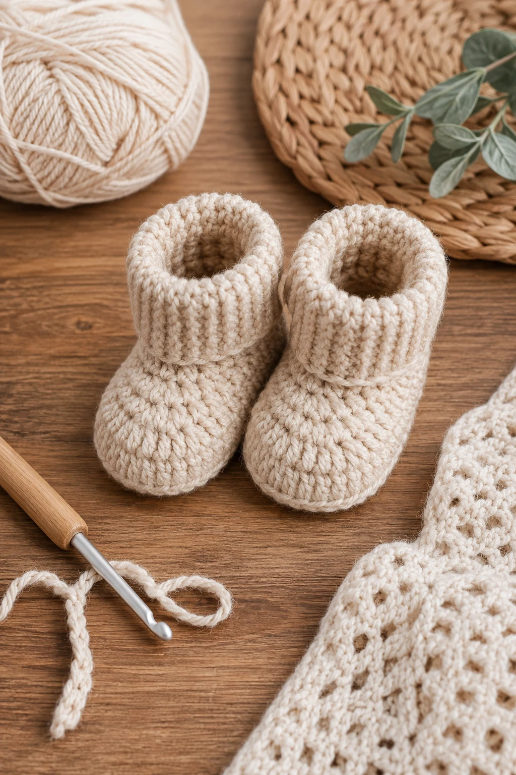 Crochet Baby Booties for Beginners with Chunky Cuffs — crochet baby booties style outfit