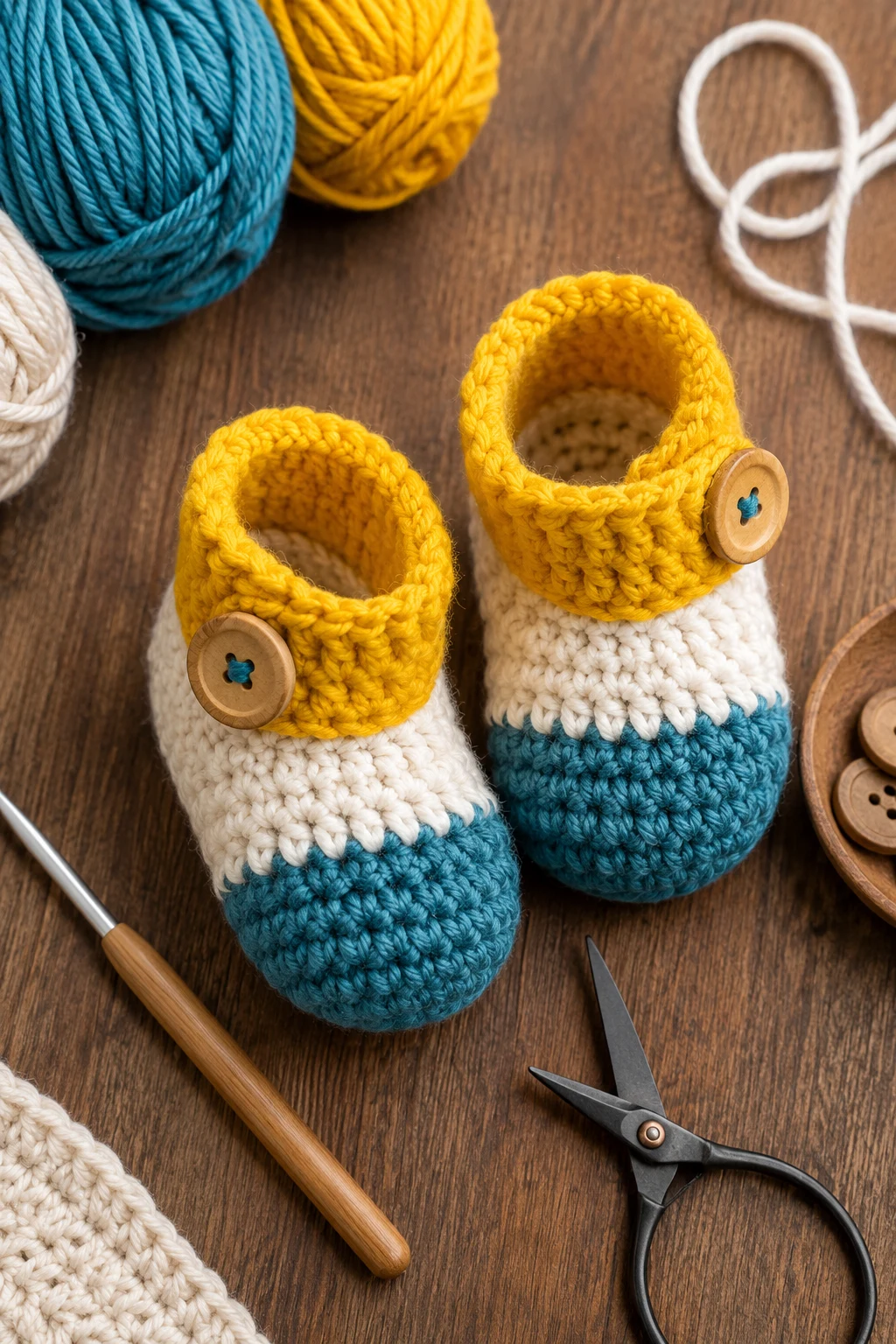 Color-Blocked Crochet Baby Booties That Pop — crochet baby booties style outfit