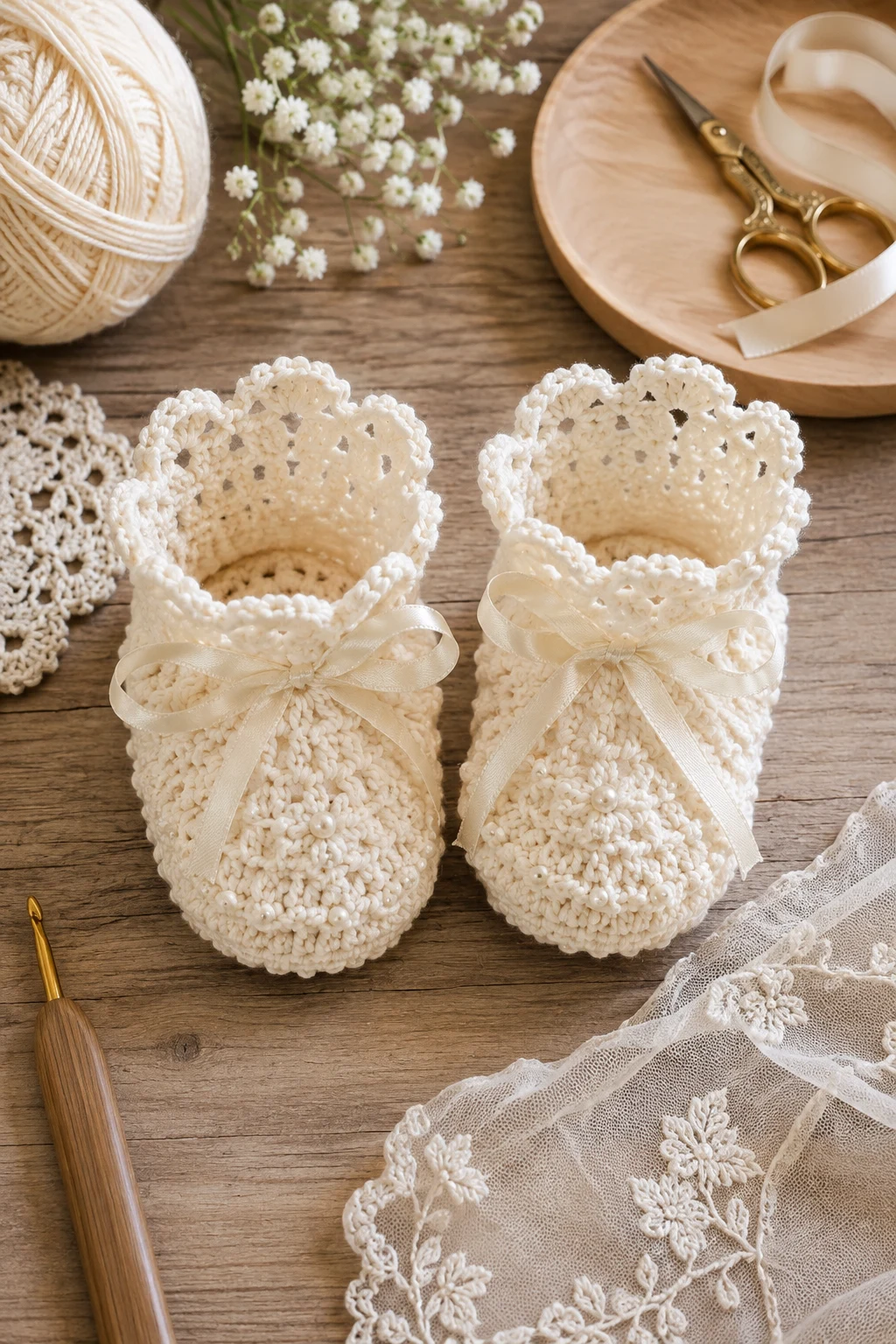 Tiny Lace Crochet Baby Booties for Special Moments — crochet baby booties style outfit