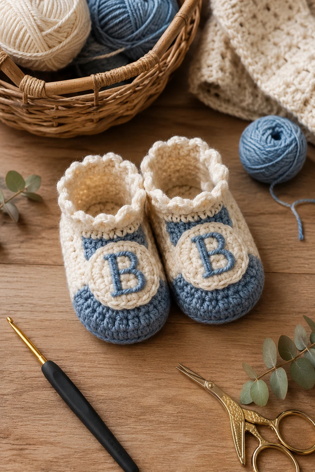 Personalized Crochet Baby Booties with Monograms — crochet baby booties style outfit