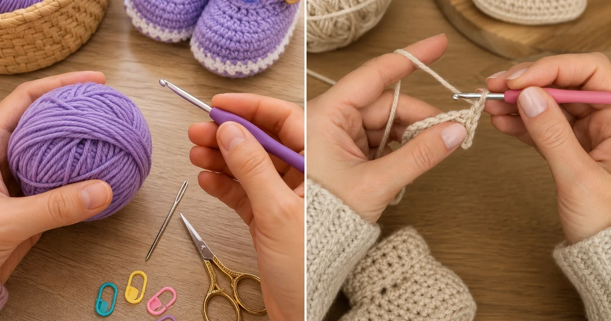 Crochet baby booties pattern Free Pattern — Beginner crochet baby booties pattern