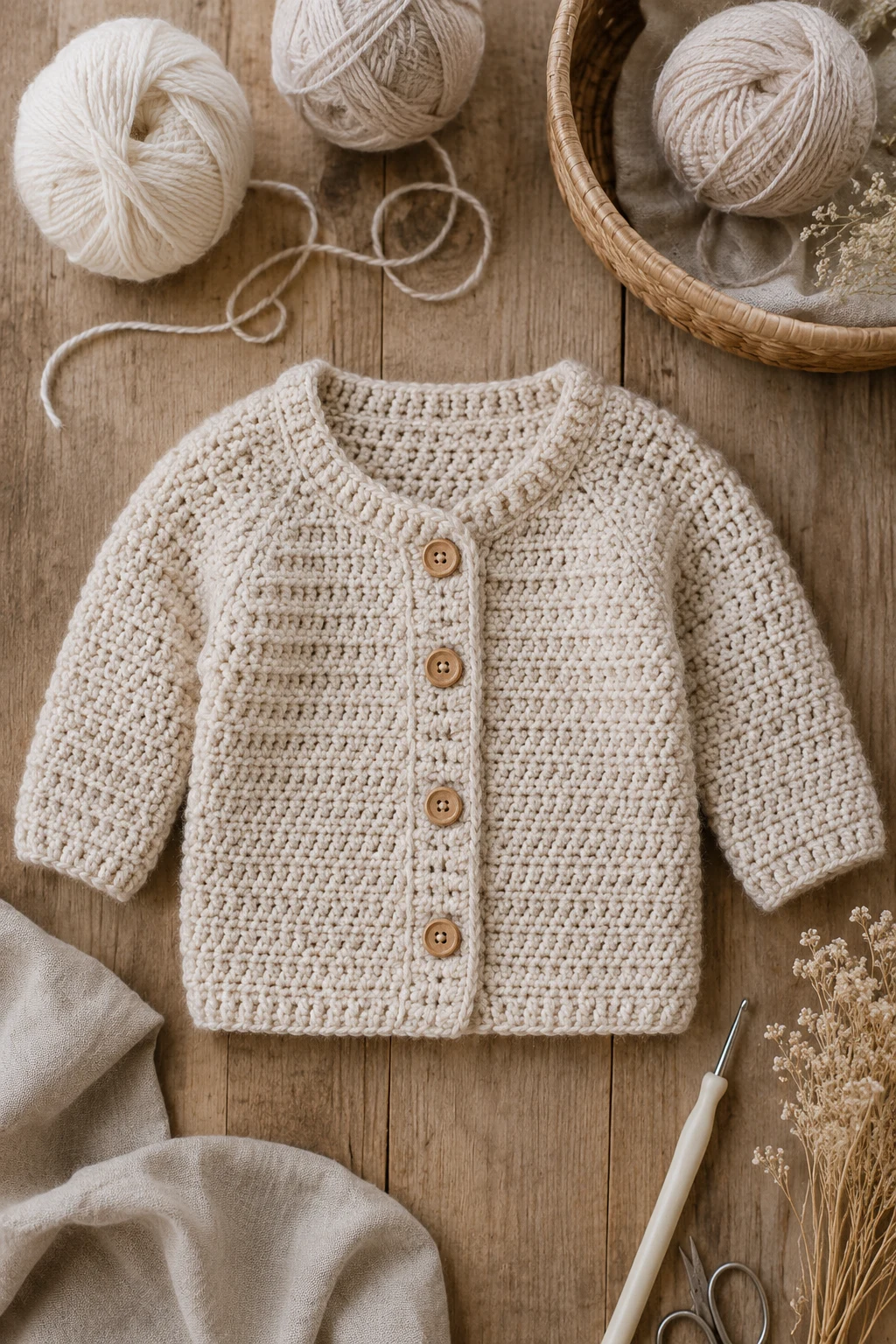 Modern Minimalist Crochet Baby Cardigan — crochet baby cardigan style outfit