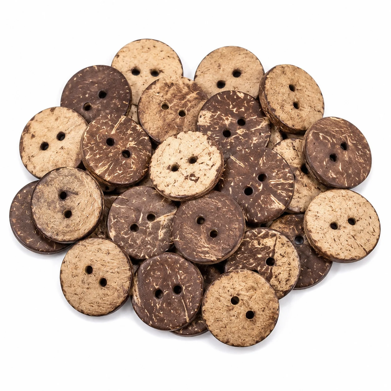 Coconut Wood Craft Buttons, 15 mm