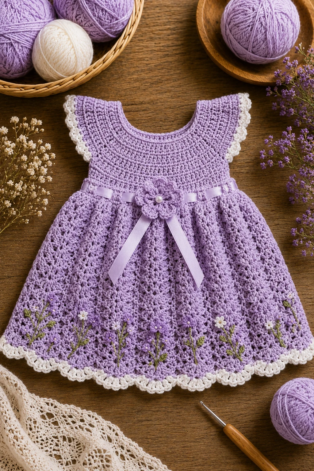 Lavender Flower Girl Dress — Crochet Baby Dress style outfit