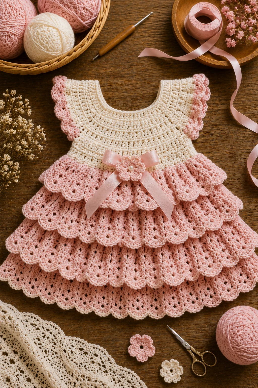 Ruffled Party Dress — Crochet Baby Dress style outfit