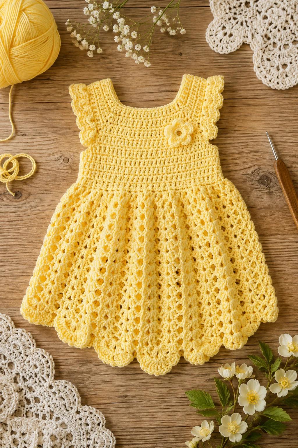 Lemon Yellow Summer Dress — Crochet Baby Dress style outfit