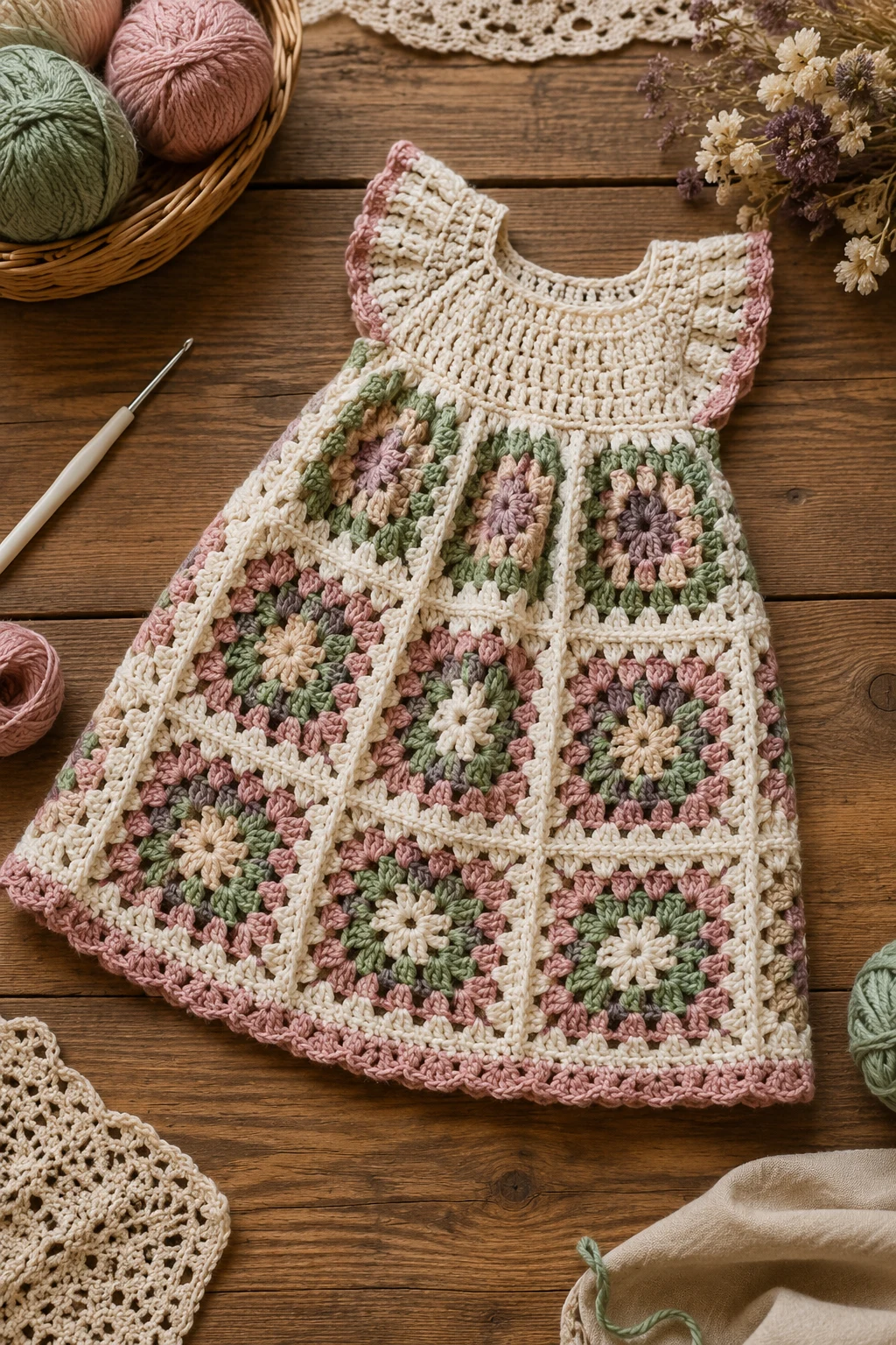 Vintage Granny Square Dress — Crochet Baby Dress style outfit