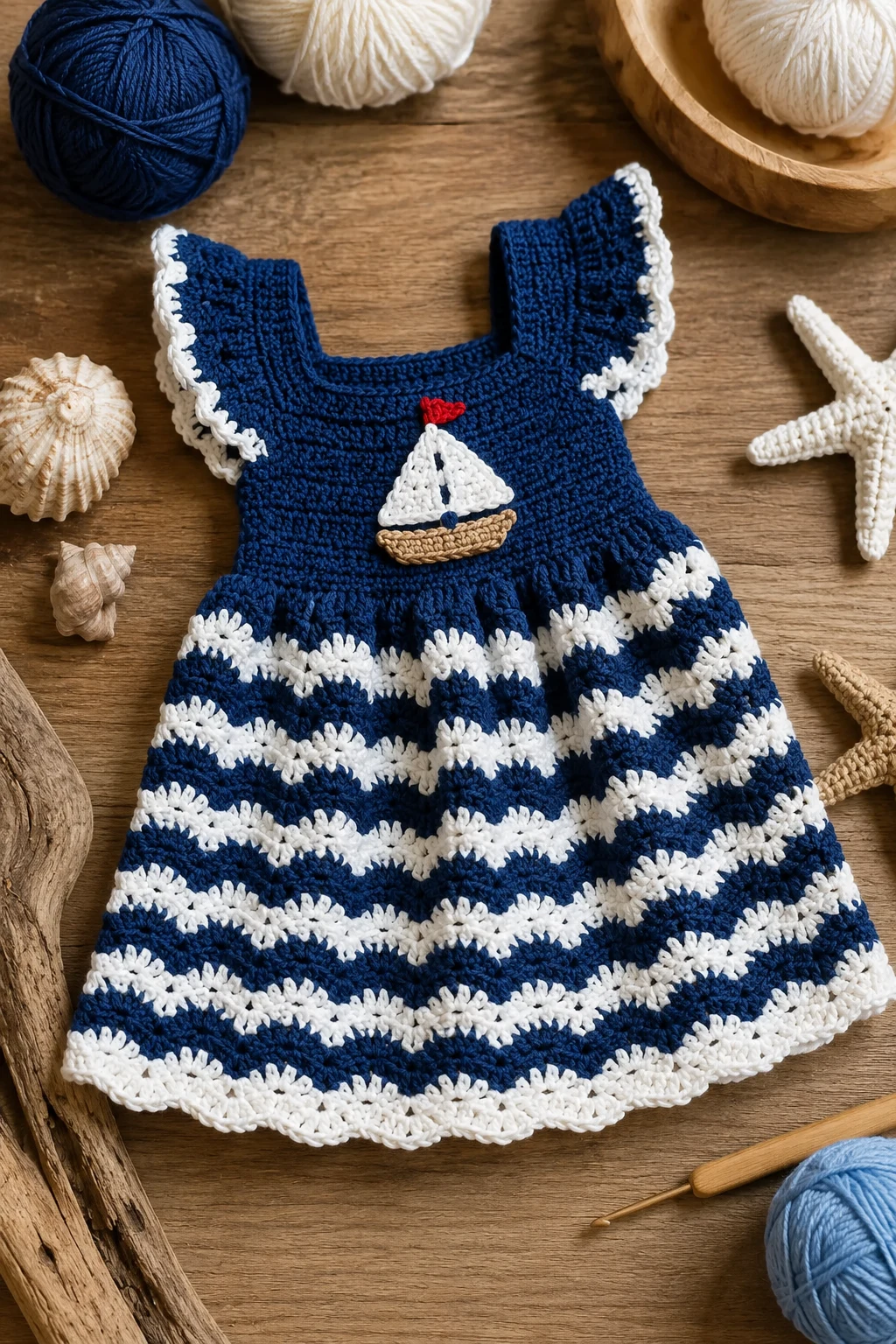 Ocean Blue Nautical Dress — Crochet Baby Dress style outfit