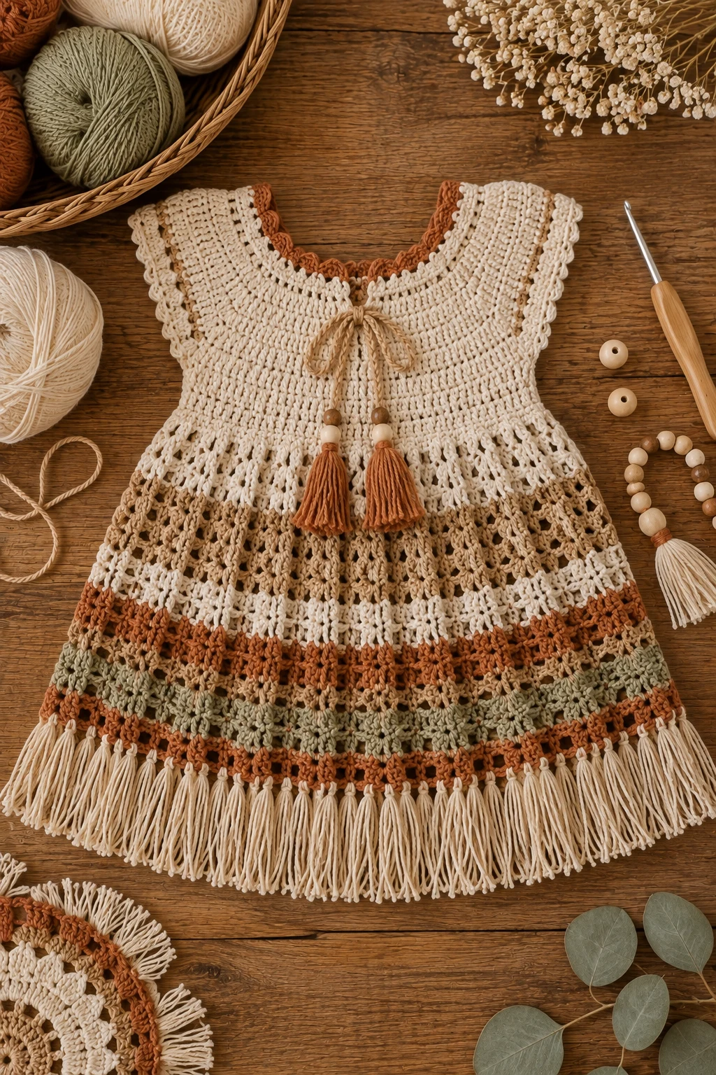 Boho Crochet Baby Dress 6–9 Months — crochet baby dress style outfit