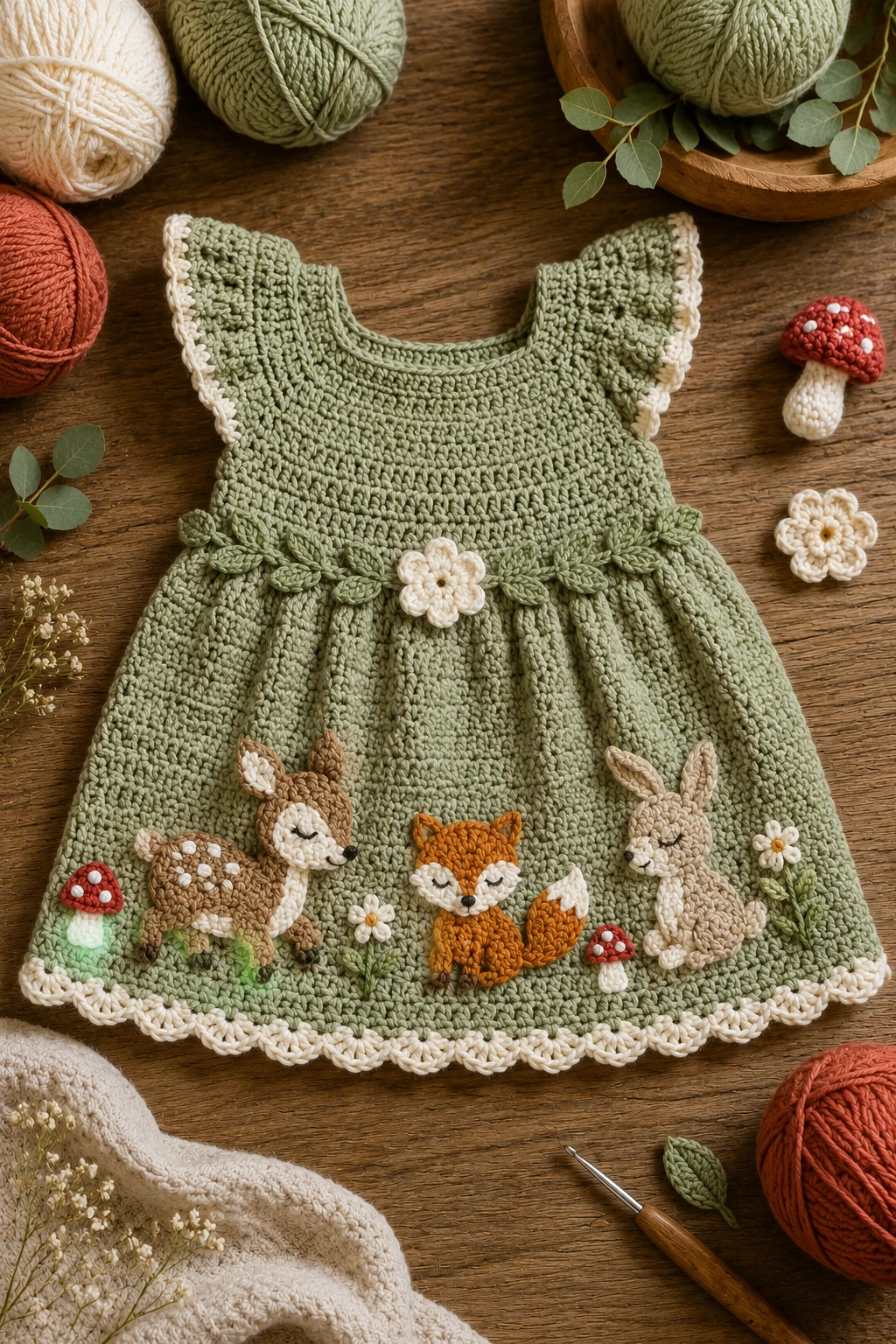 Sage Green Woodland Dress — Crochet Baby Dress style outfit