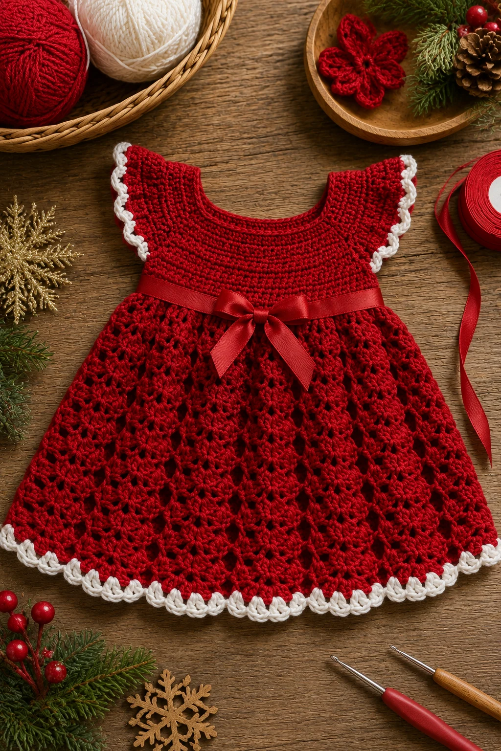 Red Christmas Party Dress — Crochet Baby Dress style outfit