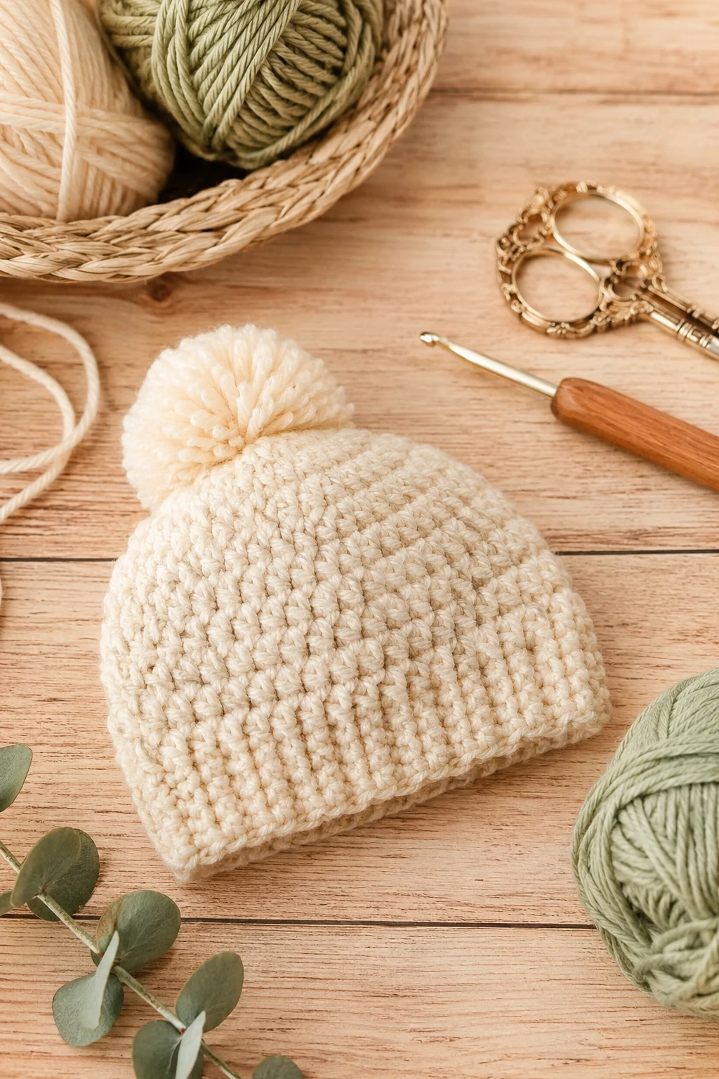 Cozy Newborn Beanie (0–3 Months) — crochet baby hat style outfit