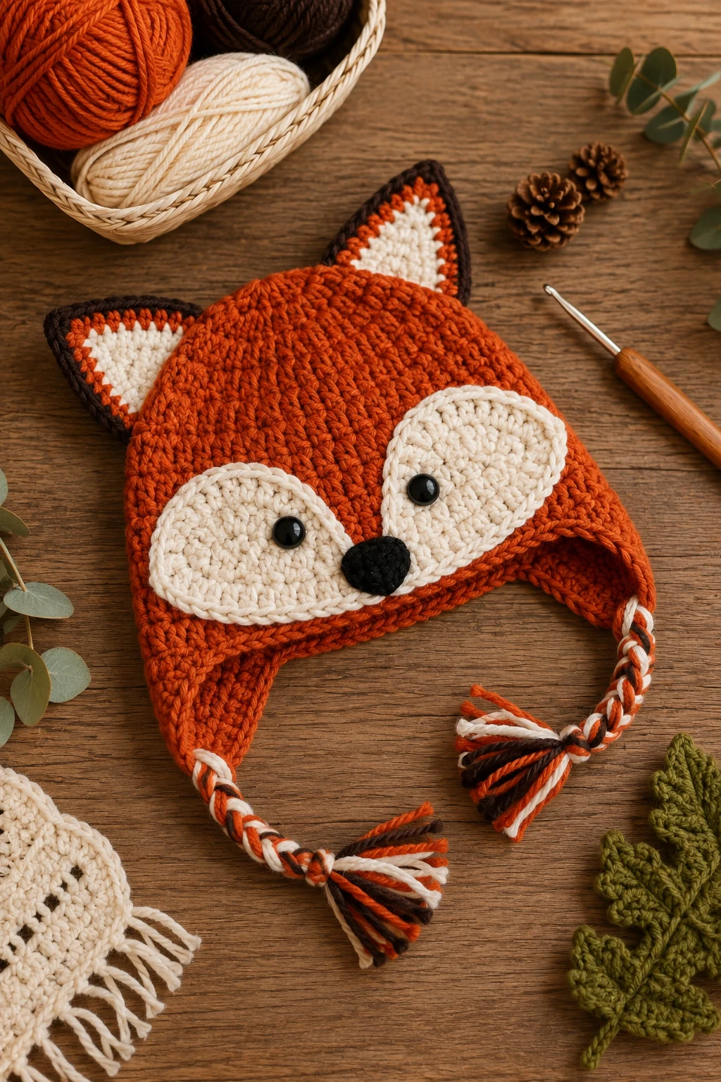 Woodland Fox Adventure Hat — crochet baby hat style outfit