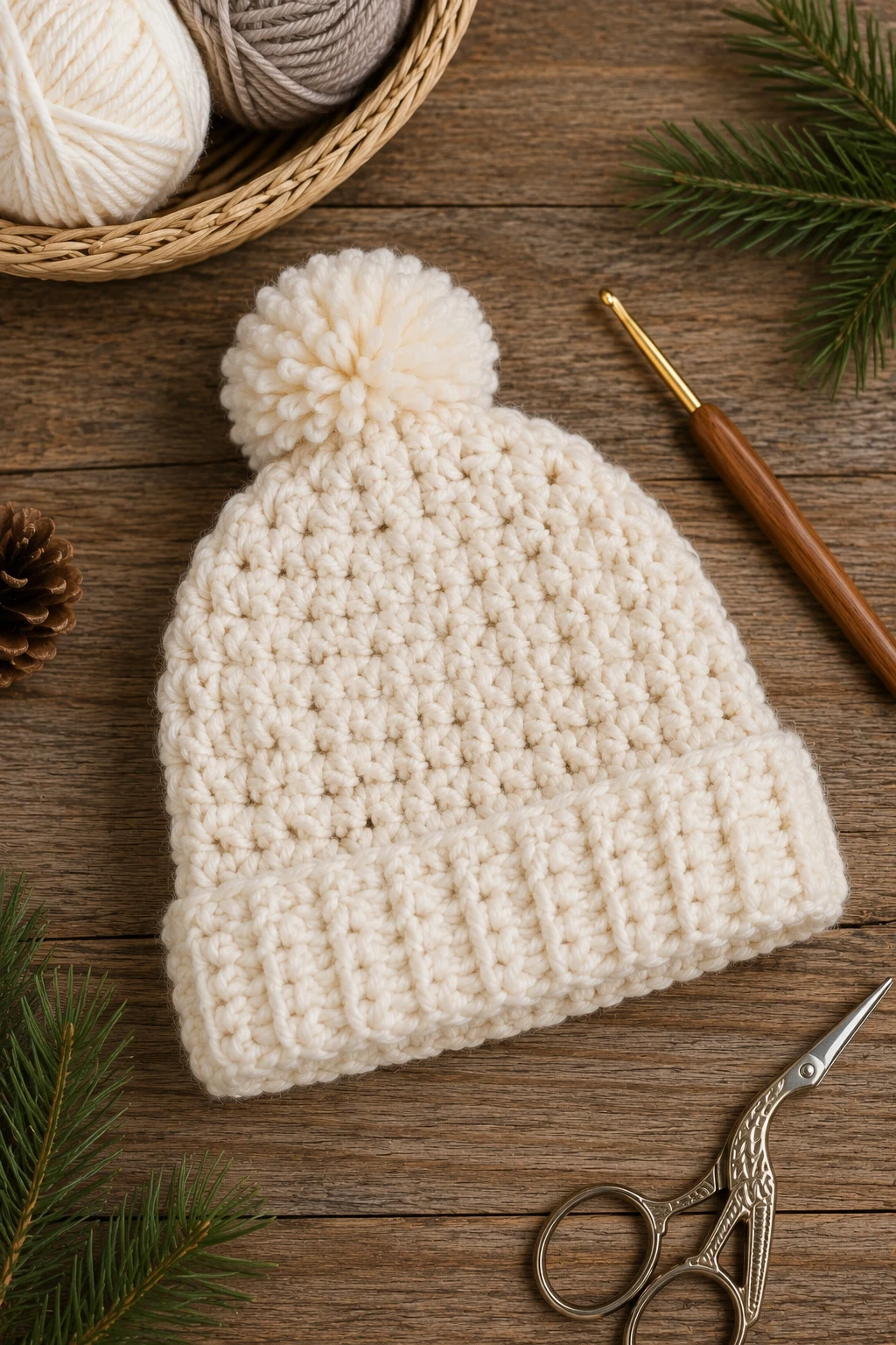 Chunky Winter Pom-Pom Hat — crochet baby hat style outfit