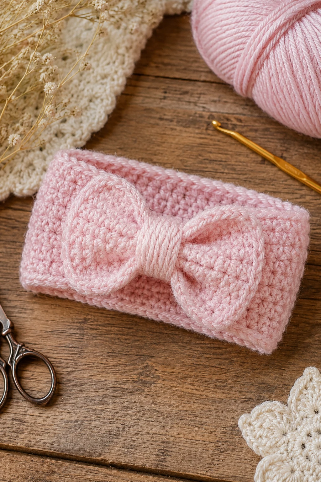 Cozy 0–3 Month Newborn Band — crochet baby headband style outfit