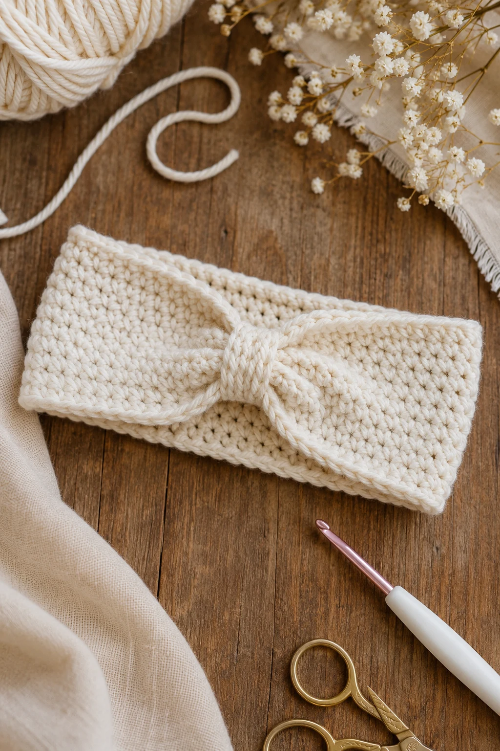 Soft Knotted Crochet Baby Headband — crochet baby headband style outfit