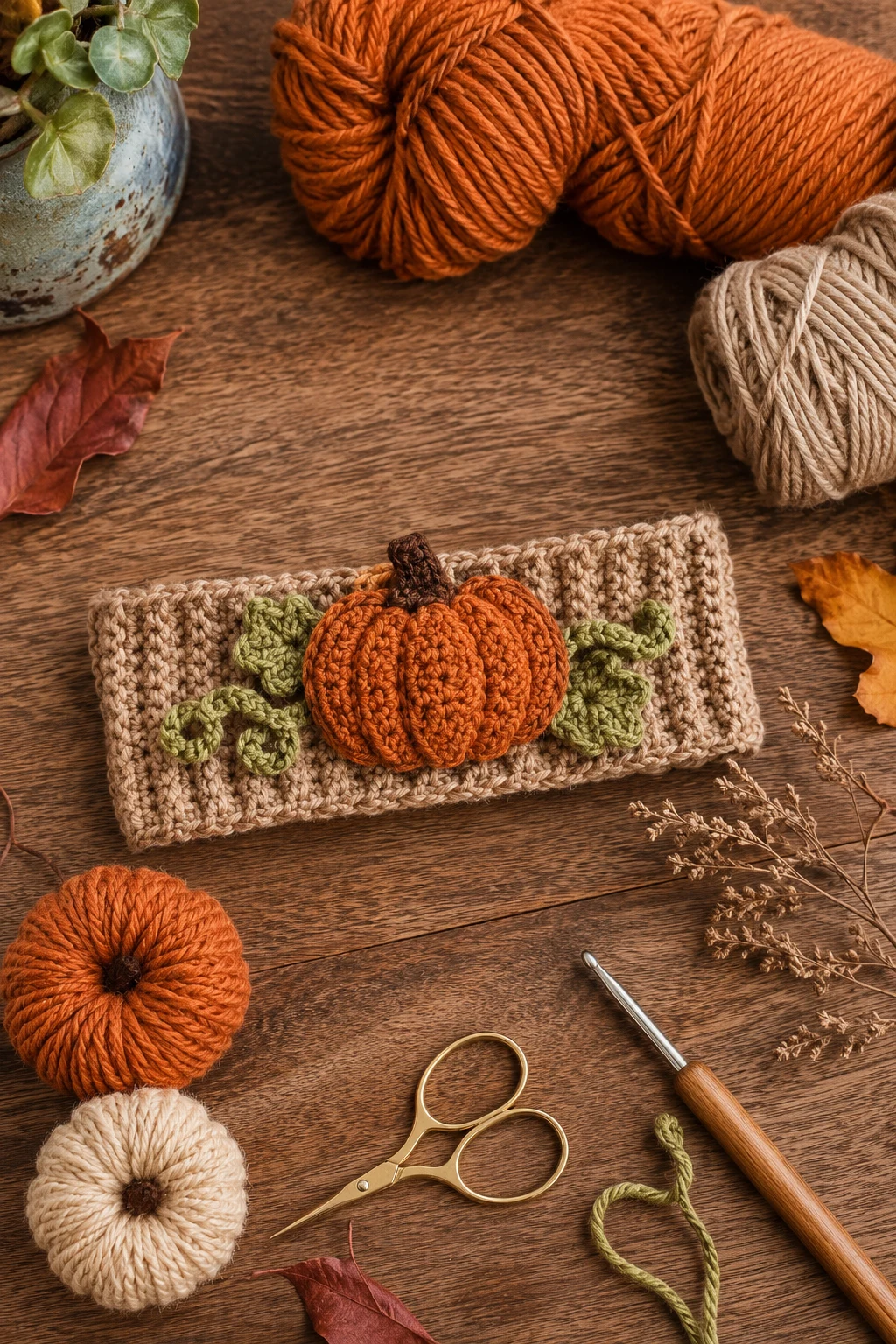 Seasonal Pumpkin Spice Headband — crochet baby headband style outfit
