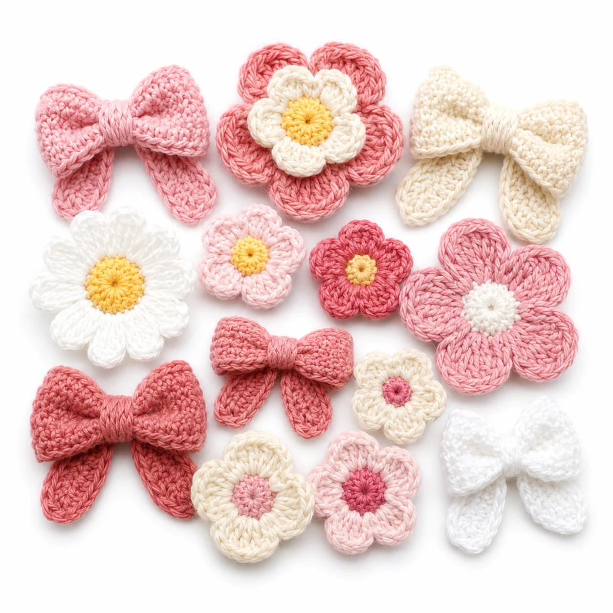 Crochet Flower and Bow Appliques