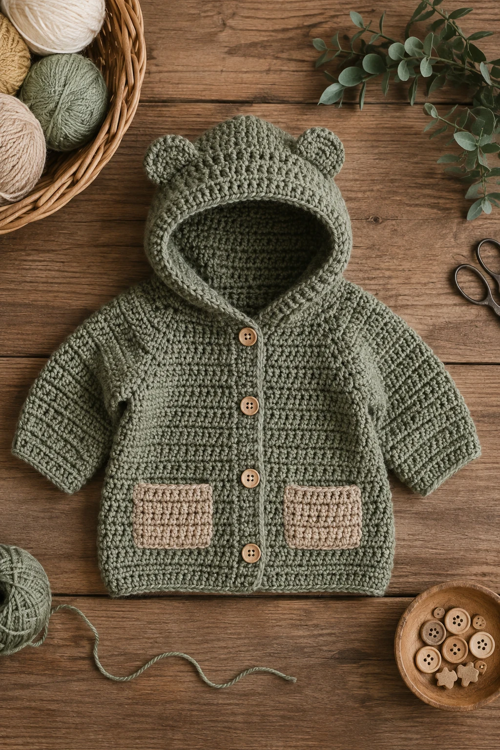 The Classic Woodland Hooded Jacket — crochet baby jacket style outfit