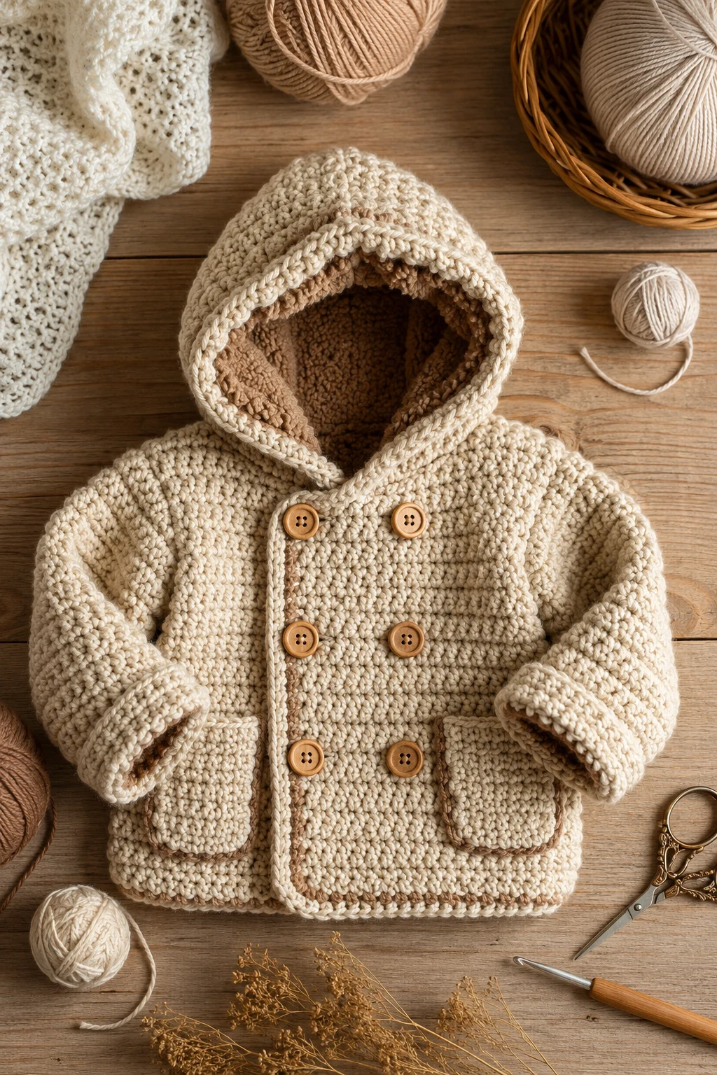 Chunky Winter Snuggle Coat — crochet baby jacket style outfit