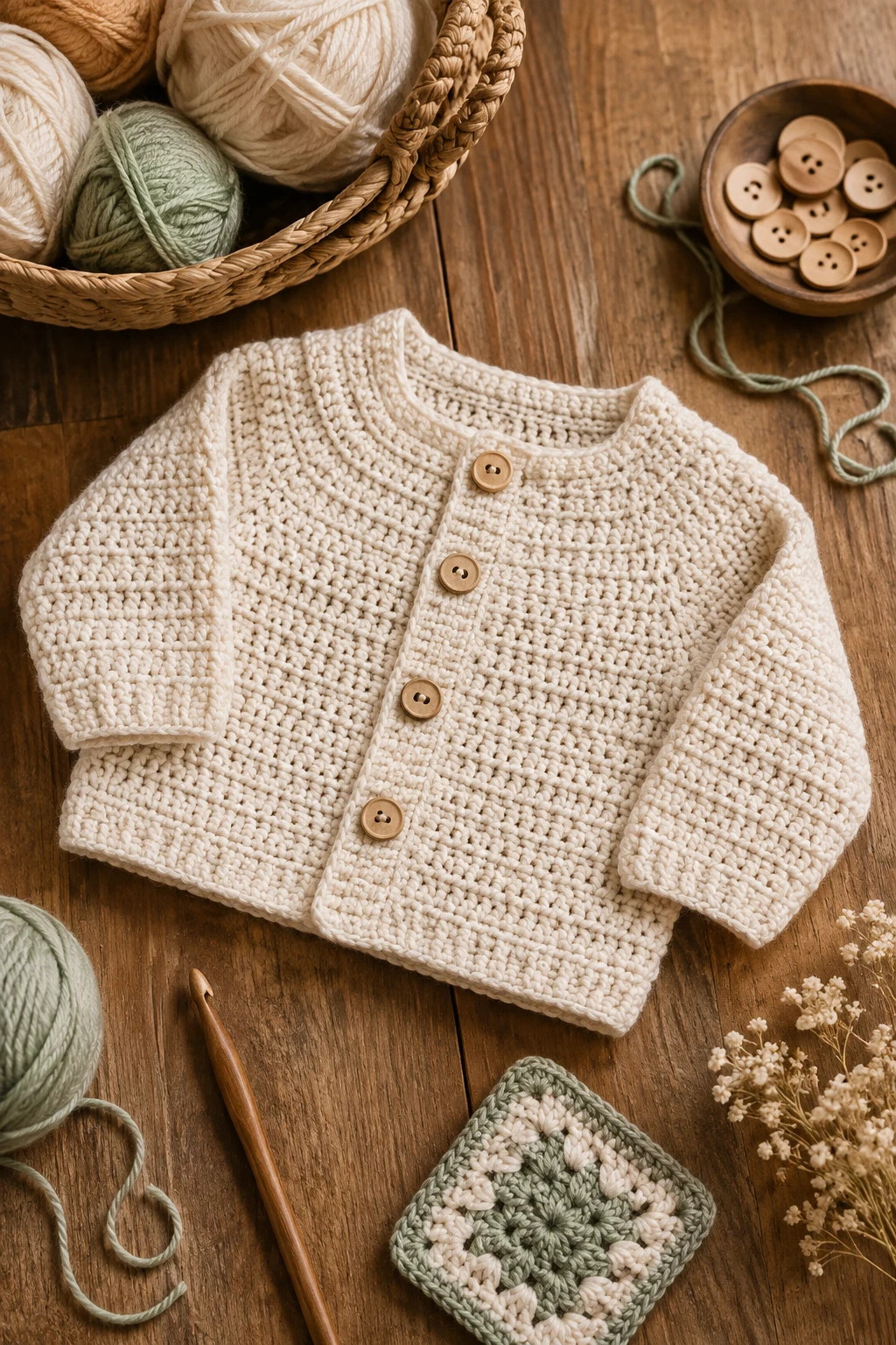Beginner-Friendly Everyday Cardigan — crochet baby jacket style outfit