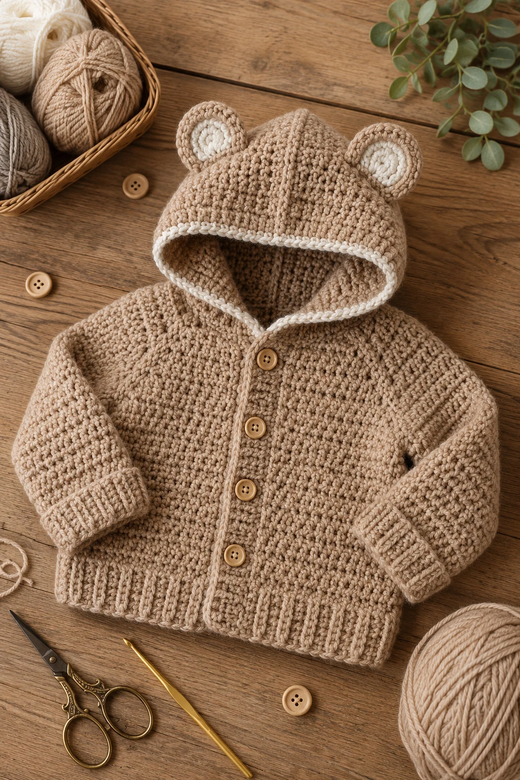 Tiny Bear Hood Jacket — crochet baby jacket style outfit
