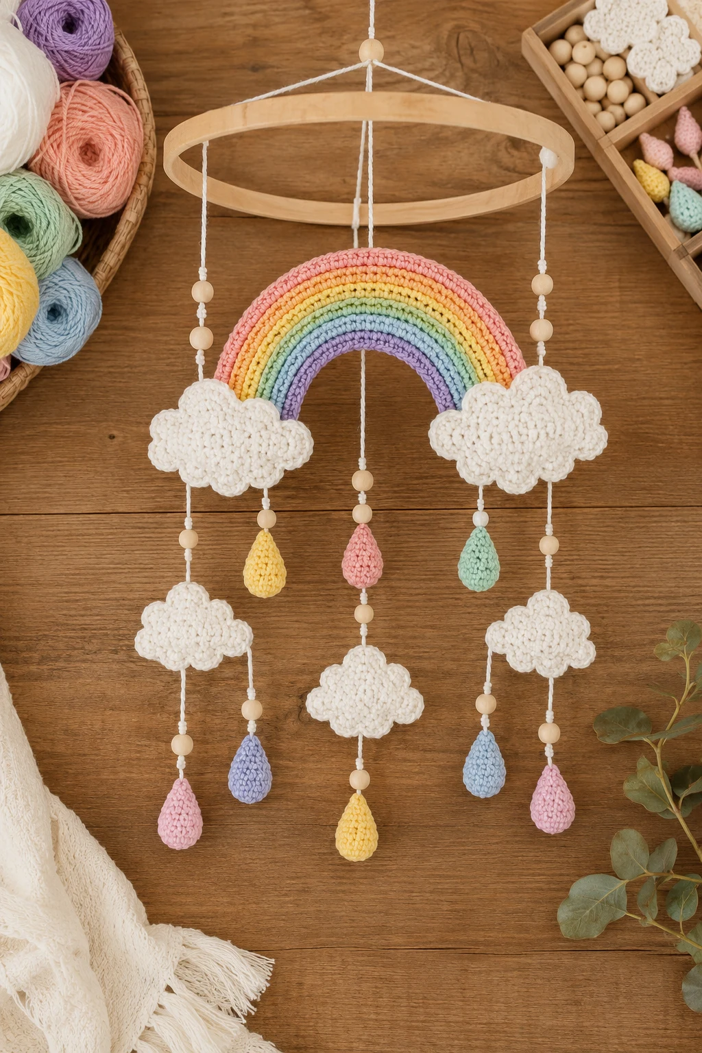 Rainbow Clouds for a Colorful Nursery — crochet baby mobiles style outfit