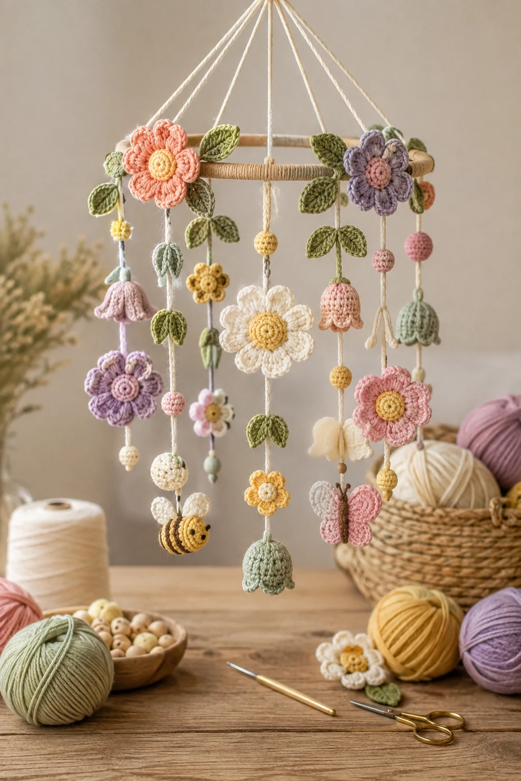 Floral Garden Crochet Baby Mobile — crochet baby mobiles style outfit