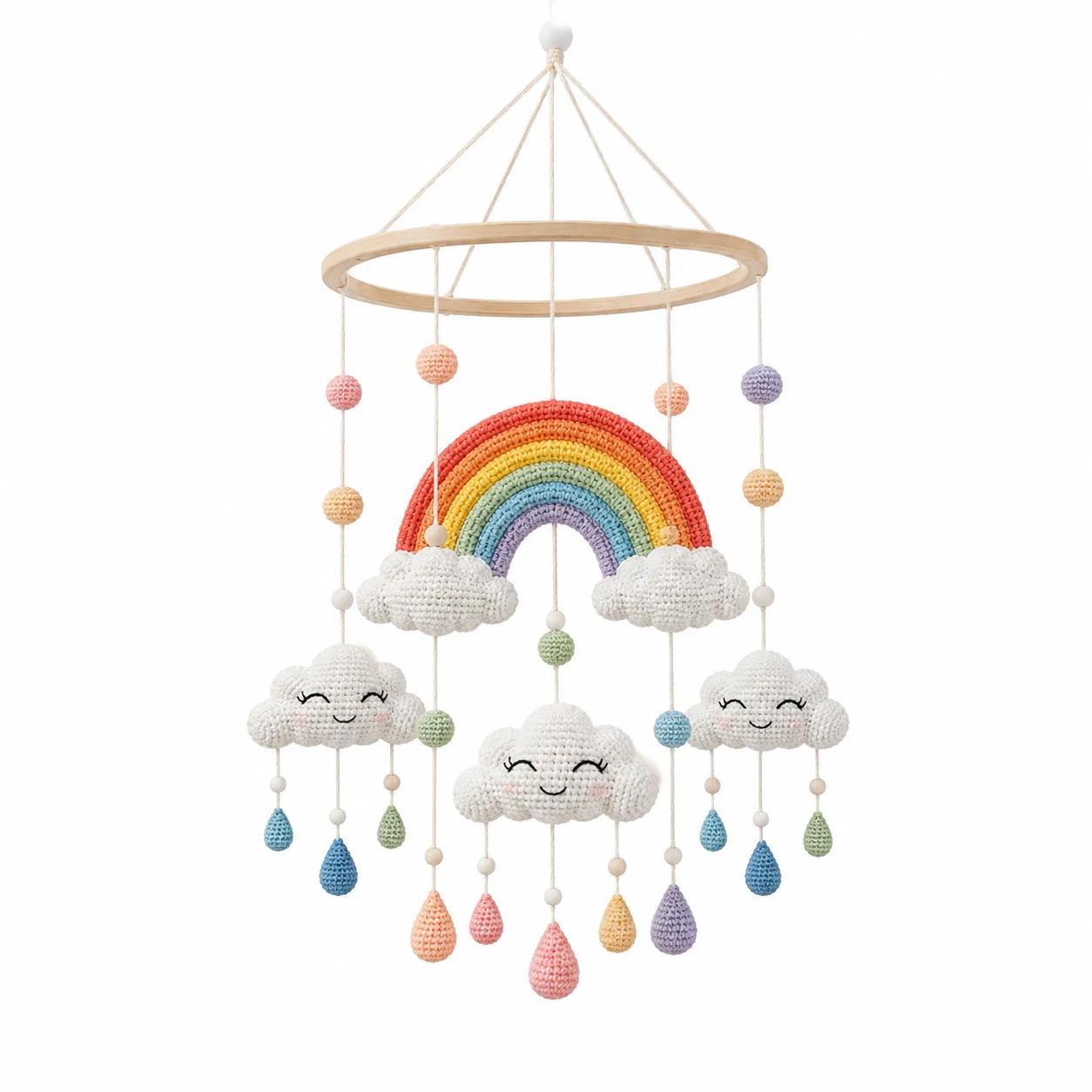 Crochet Rainbow Cloud Baby Mobile DIY Kit