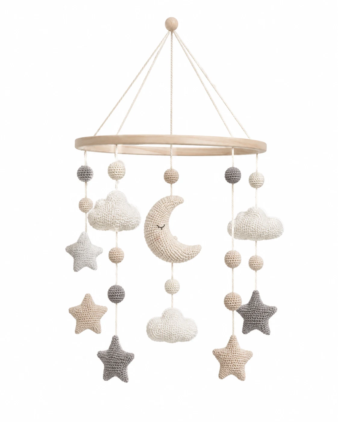 Neutral Scandinavian Crochet Baby Mobile DIY Kit