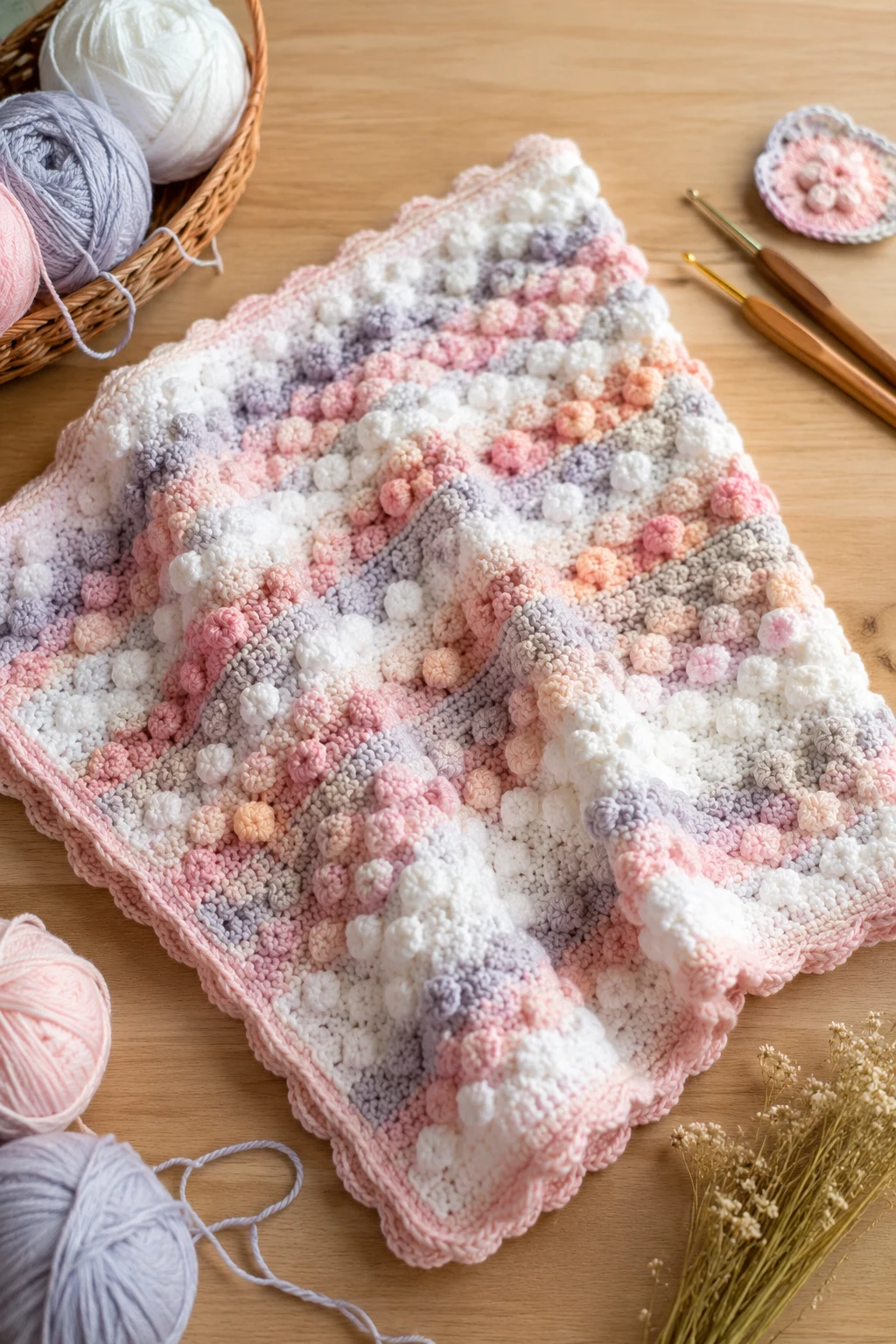 Crochet Baby Blanket With Bobbles — crochet baby style outfit