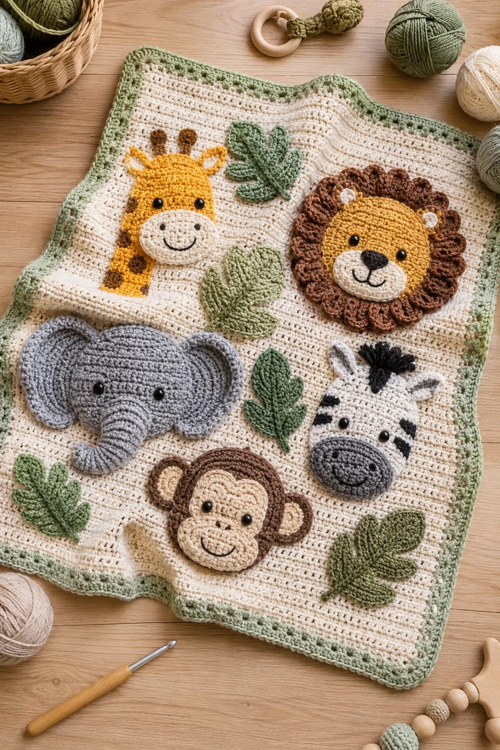 Safari Animal Baby Blanket — crochet baby style outfit