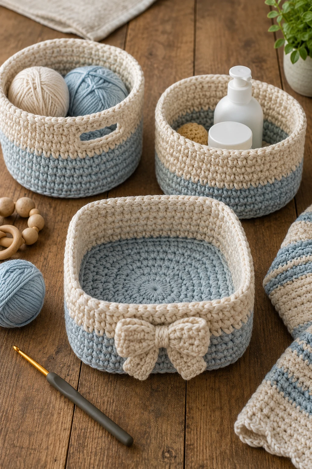 Crochet Baby Basket Set — crochet baby style outfit
