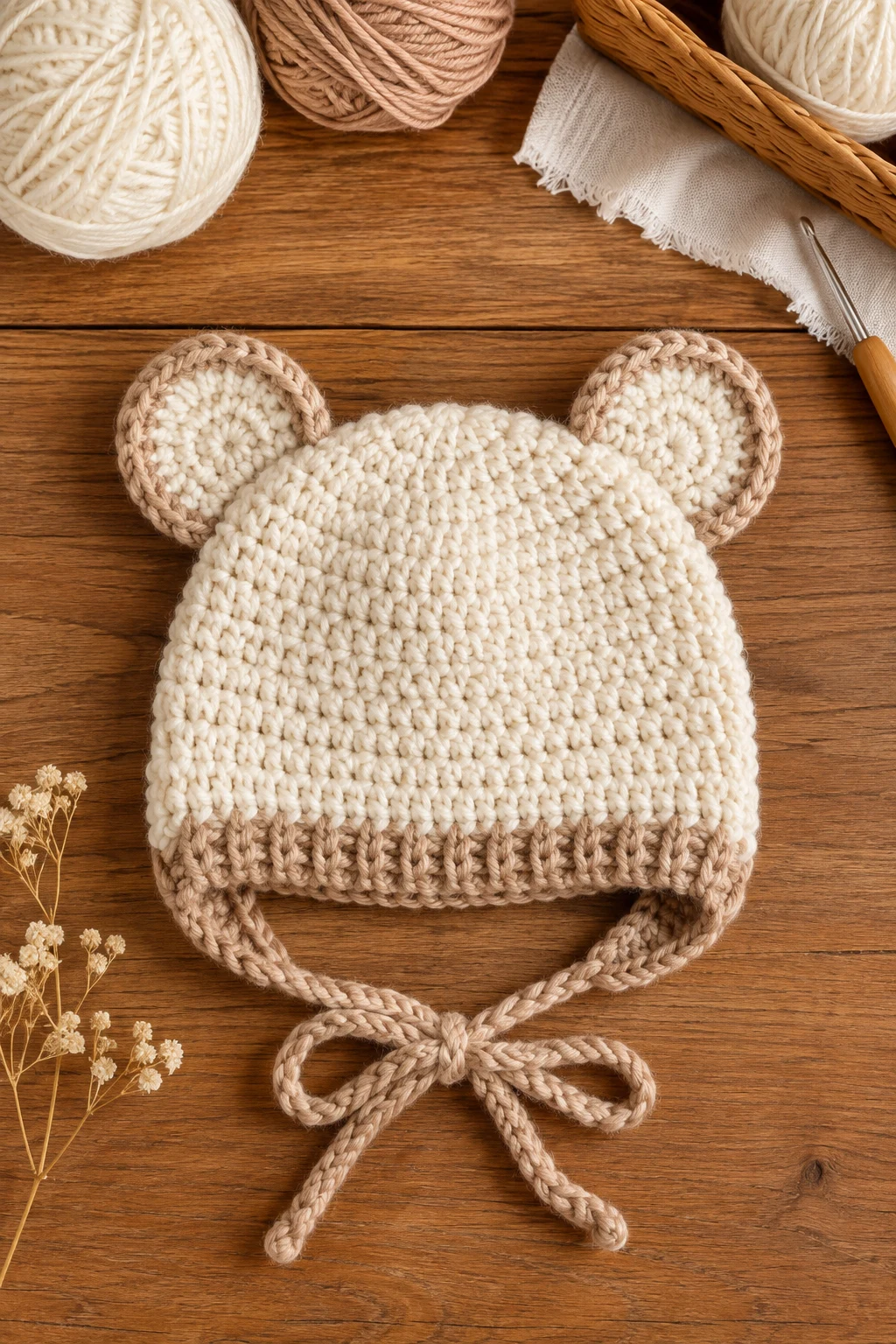 Bear-Ear Baby Hat — crochet baby style outfit