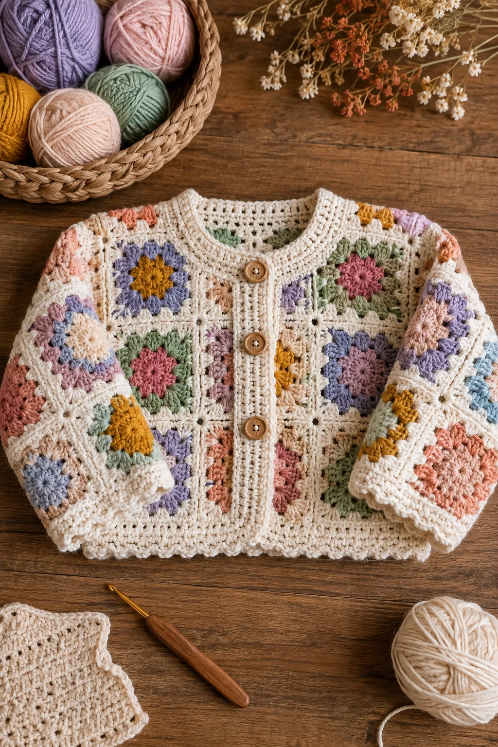 Granny Square Baby Cardigan — crochet baby style outfit