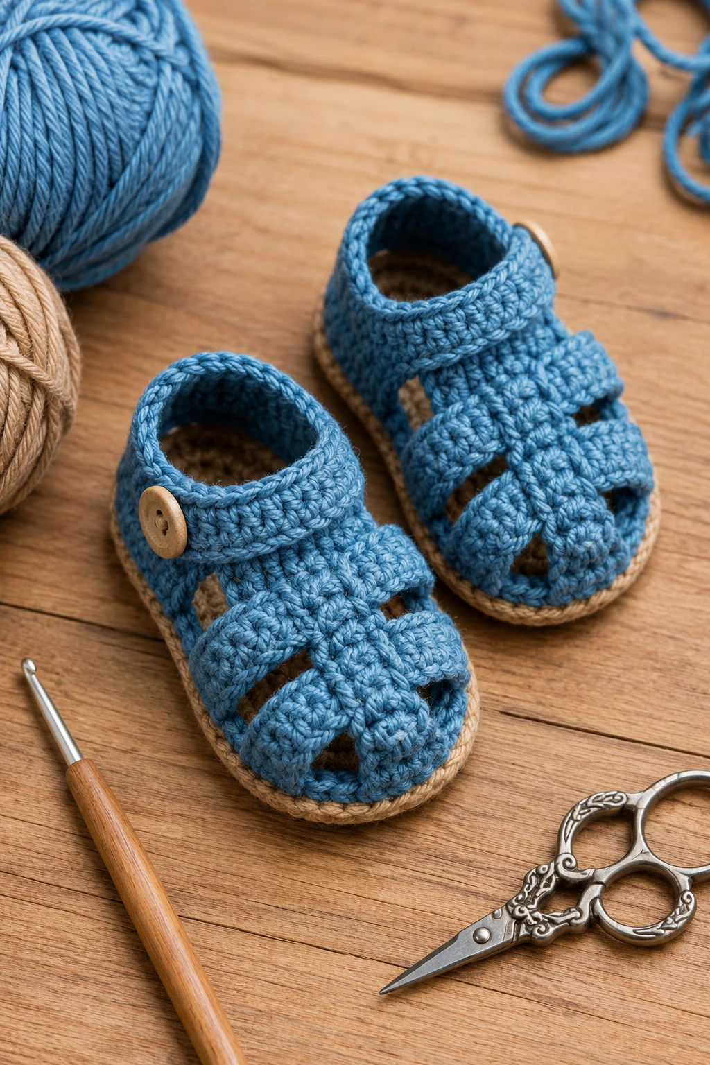 Ocean Blue Sandal Style — crochet baby shoes design style outfit