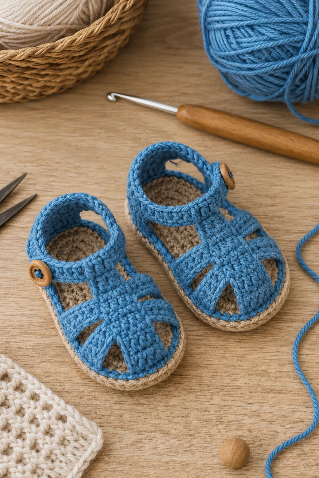 Ocean Blue Sandal Style — crochet baby shoes design style outfit