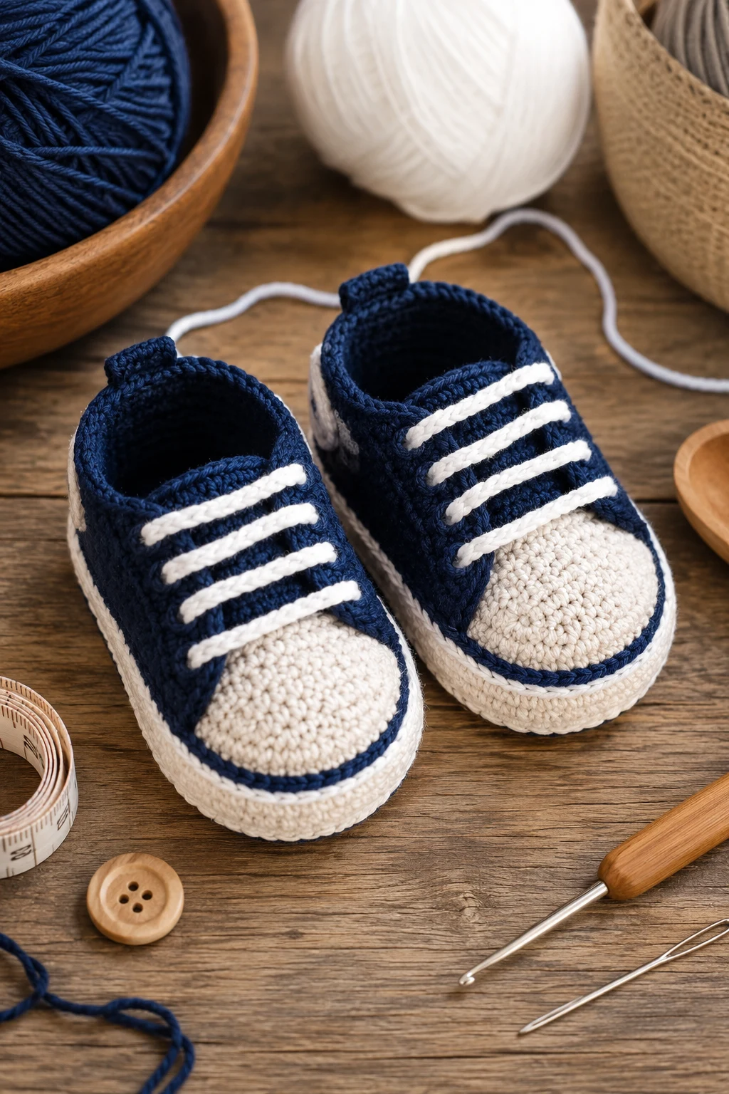 Classic Navy Mini Sneakers — crochet baby shoes for boys style outfit